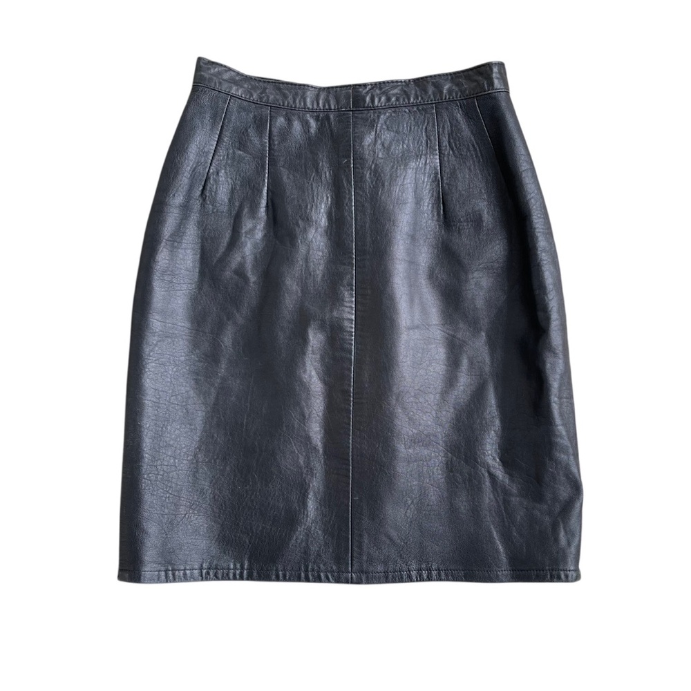 Vintage Alberto Black Genuine Leather High Waist A Line Skirt Women’s 26
